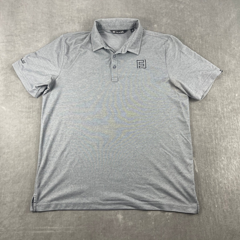 Travis Mathew Mens XL Grey Polo Shirt Pima Cotton Blend Short Sleeve Logo